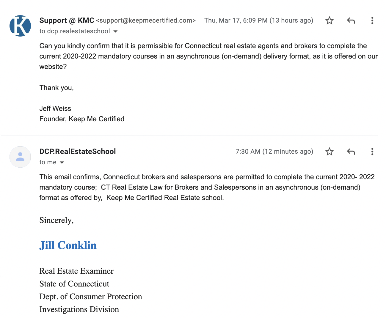 CT Real Estate Law For Brokers and Salesperson Approved to Be Taught